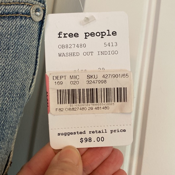 Free People NWT Women's High Rise Wide Leg Jeans Size 29 Blue Button Fly - Picture 5 of 14